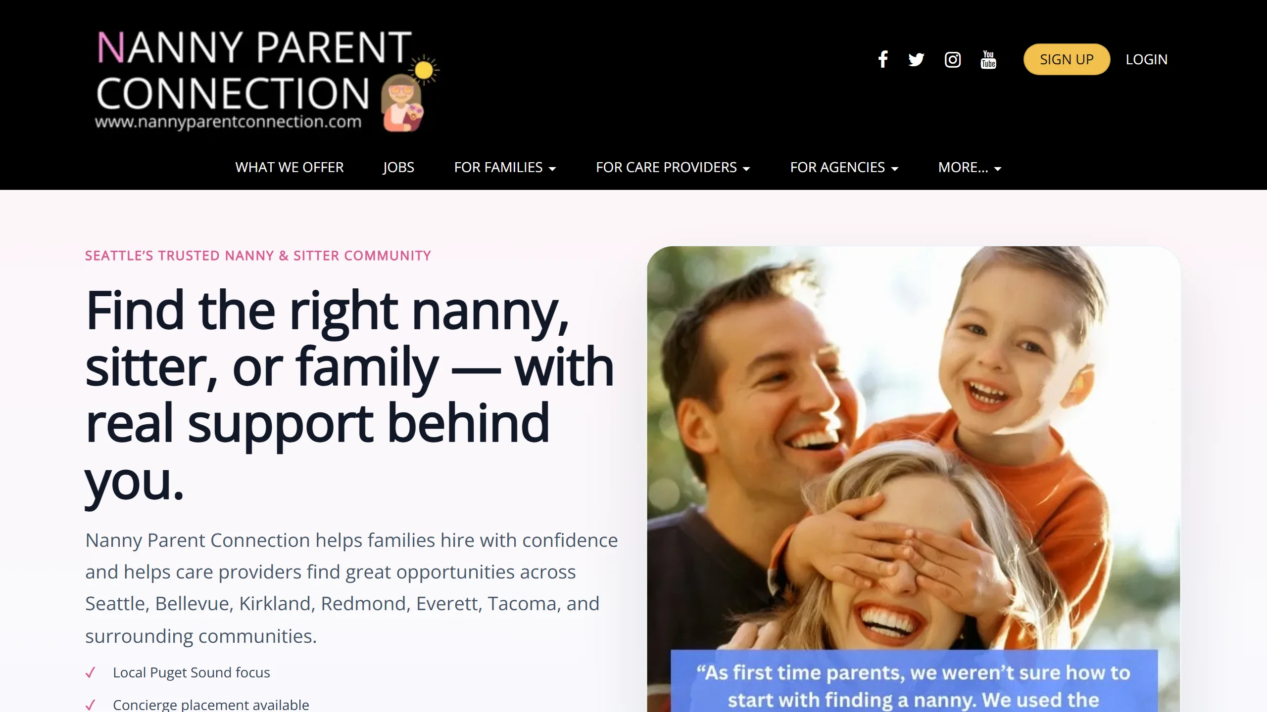 Nanny Parent Connection — live site